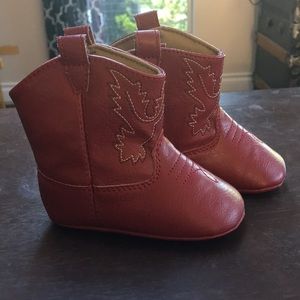 Baby red cowboy cowgirl soft sole boots sz 3